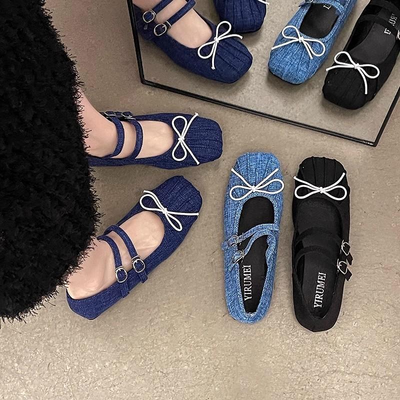 Fashion Knot Ballet Mary Jane Single Shoes Children Summer 2025 New Casual Little Butterfly Soft-soled Beanie Shoes