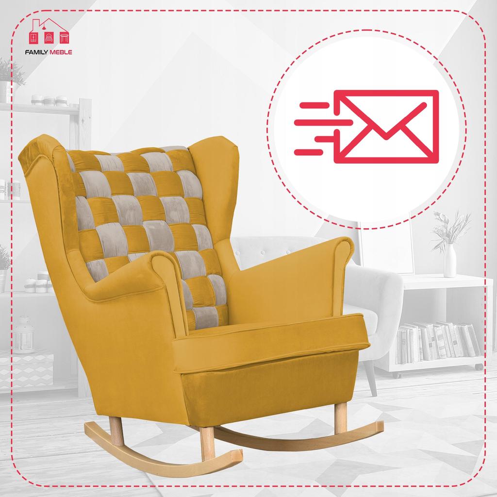 Carol Duo Family Furniture Yellow-gray Checkerboard Rocking Chair Comfortable