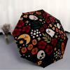 1 Stück Halloween Blumen Automatischer Faltregenschirm, Stabiles 8-Rippen-Dach, Tragbarer Reise-Regenschirm für den Außenbereich