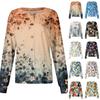 Women's Long Sleeve Button Front Floral Print Medical Scrub Top Lightweight Comfortable Fit Nursing Uniform Shirt