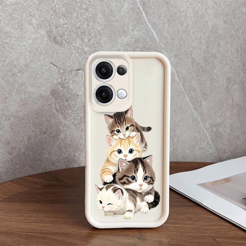 Cute stacked kitten phone case suitable for iPhone 17 16 15 14 13 12 11 Pro/Max/Plus anti drop and shockproof back cover