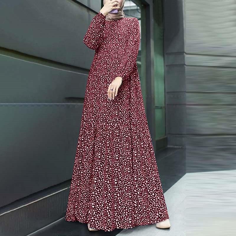 Bohemian Vintage Muslim Long Sleeve Printed Summer Dress