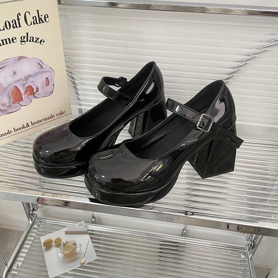 2025 spring new high heels women's wedding shoes French design with Mary Jane shoes waterproof table thick heel single shoes
