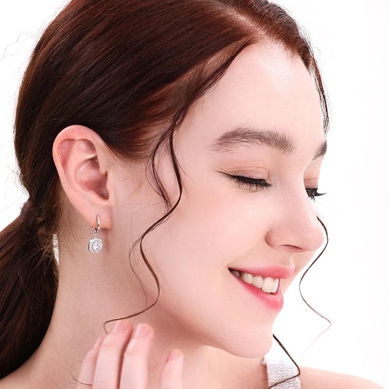 

Женские серьги с муассанитом цвета D, платиновые украшения из стерлингового серебра 925 пробы Moissanite 6.5mm