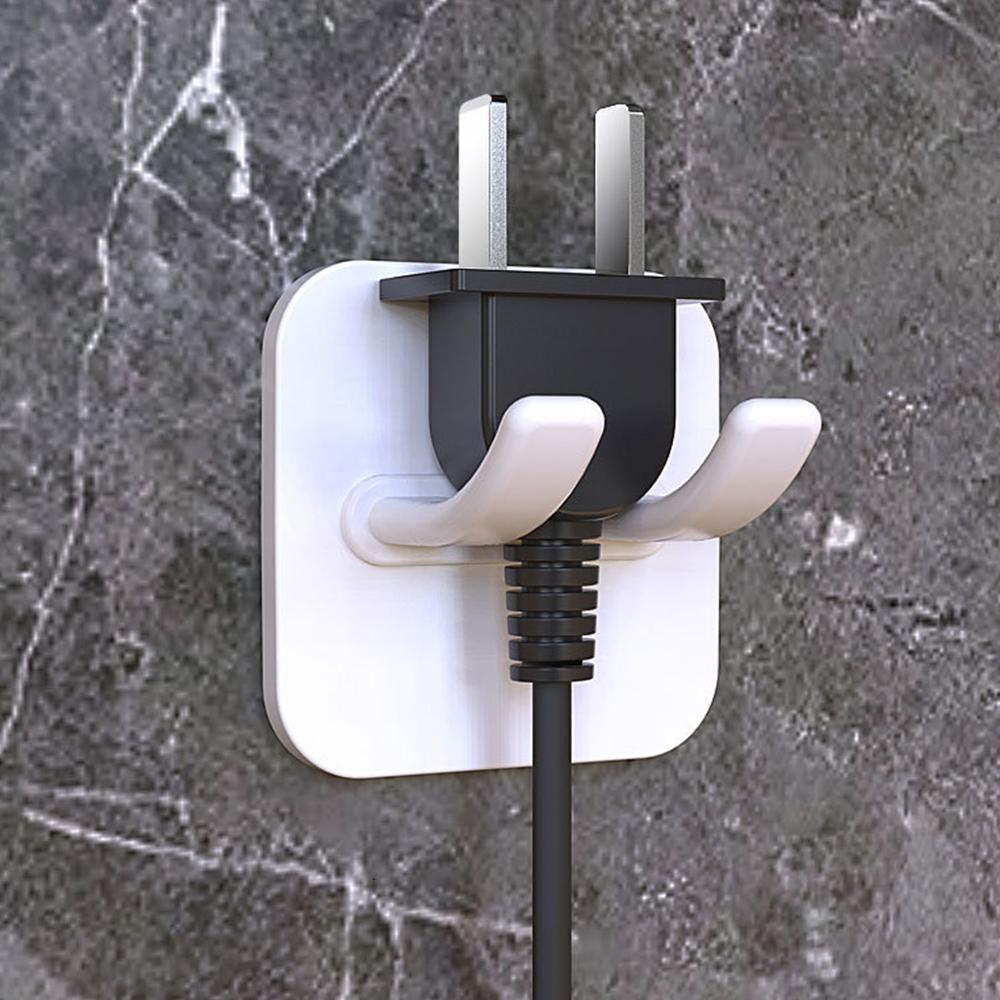 1/4Pcs Multi-Purpose Hook Socket Holder Punch-free Power Plug Hangers Adhesive Wall Hanging Cord Cable Storage Key Bag Organizer