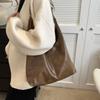Solid Color Soft Leather Tote Bag Elegant Vintage Underarm Bag Commuting Shoulder Bag Shopping