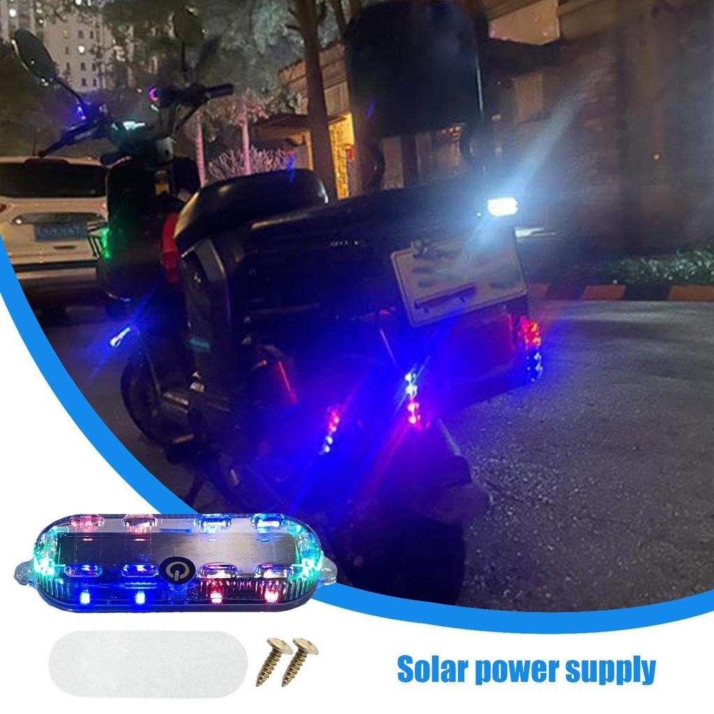 2pcs Car Solar Powered LED Lights Fake Car Warning Lights LED Flashing Warning Lights