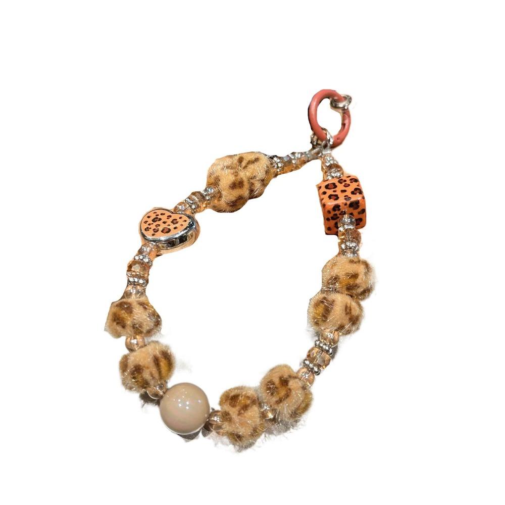 

Этнический стиль плюшевый брелок с бисером, портативное кольцо для ключей автомобиля, милый кулон из нити бусин, для детей Eight Hairy Leopard