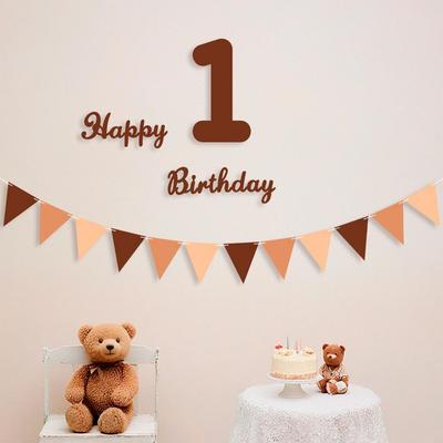 Decoración de Letras y Números de Cumpleaños Estilo Bosque de Café para Sesión de Fotos del Primer Cumpleaños de Niños
