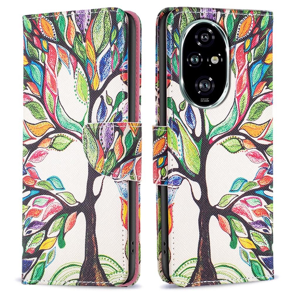 

For Honor 200 Pro 5G Case PU Leather Pattern Phone Cover Scratchproof Protect Life Tree