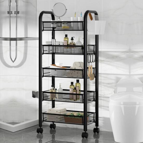 Obst Gemüse Aufbewahrungskorb 5 Etagen Stapelbarer Metallgitter Aufbewahrungskorb mit 360-Grad-Rädern Obst Gemüse Erzeugniskorb Aufbewahrungsorganisator