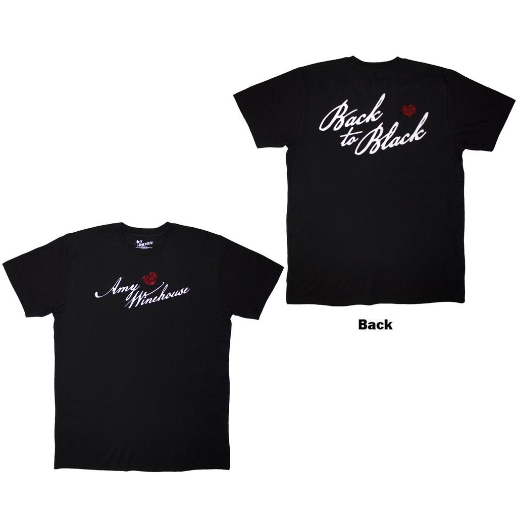 Amy Winehouse Embellished T-Shirt: Back To Black (Black) (Back Print)