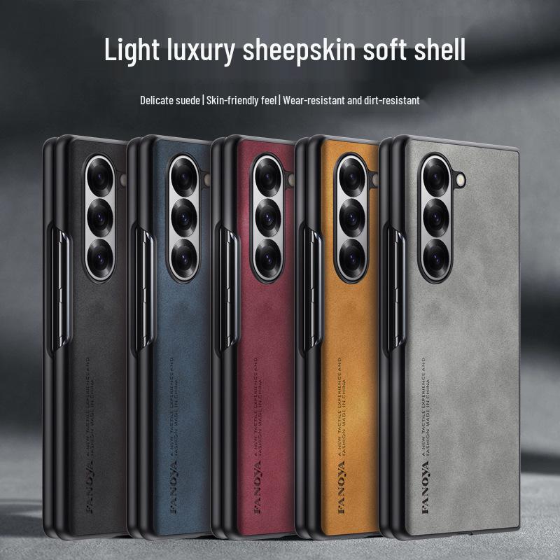 Samsung Z Fold7/6/5 Light Luxury Leather Texture Protective Phone Case