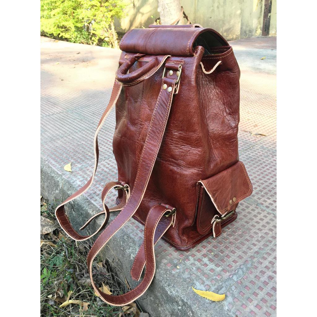 El yapımı Deri Sırt Çantası Dizüstü Sırt Çantası Erkek Kadın Vintage Kahverengi Seyahat Çantası