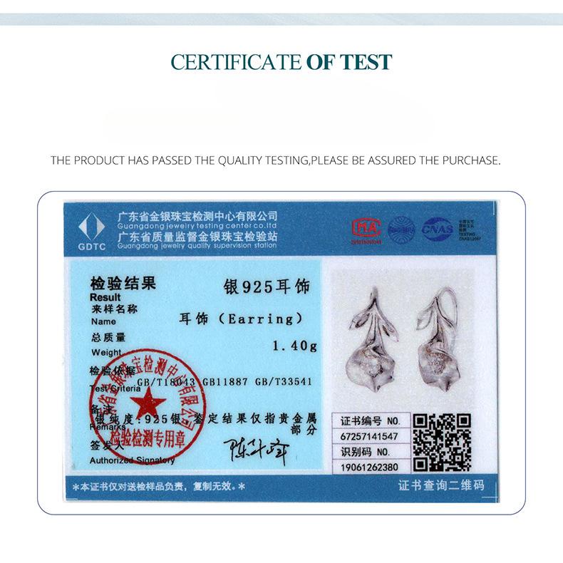 S925 Sterling Silver Calla Lily Ear Hook Women'S Pure Flower Multi-Wear Earrings Earrings