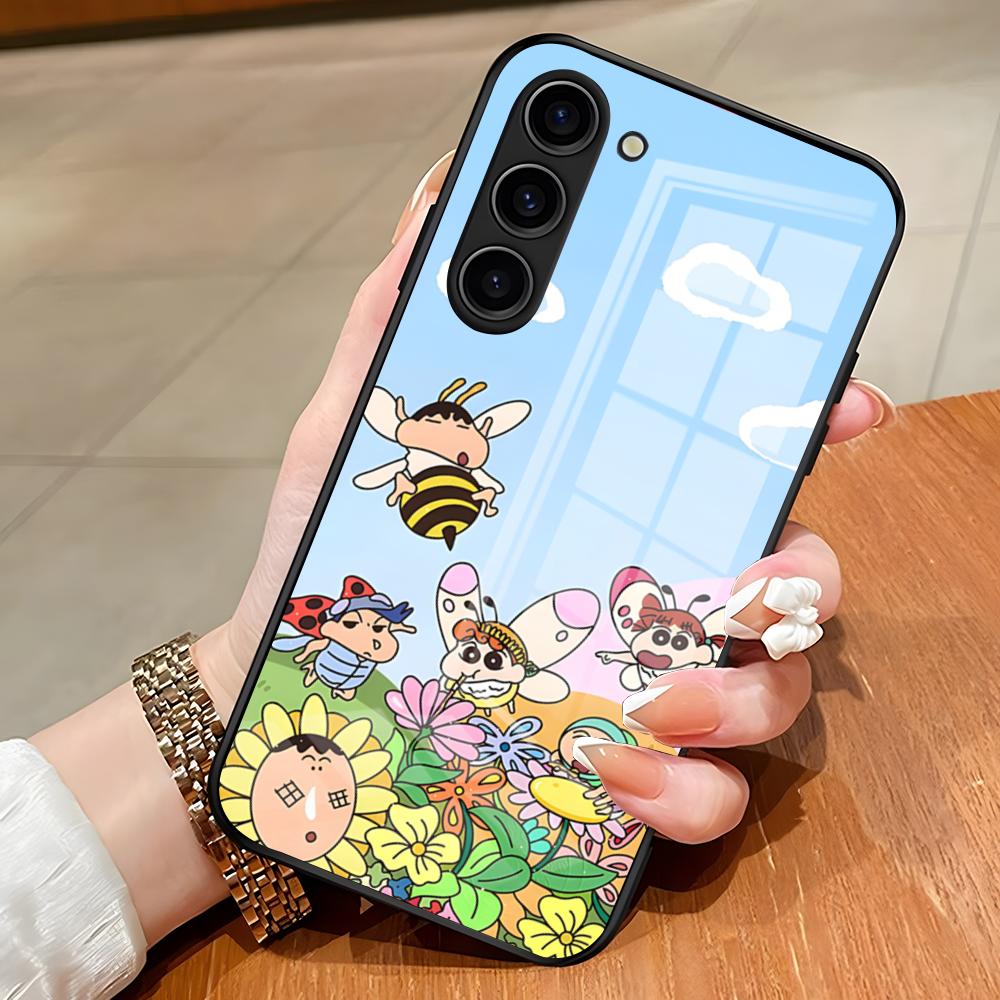 C-Crayon Cartoon Shin Chan Phone Case For Samsung S26 S25 Edge Ultra S23 S22 S21 S20 Ultra Plus S24 Fe A54 A53 A25 Glass Cover