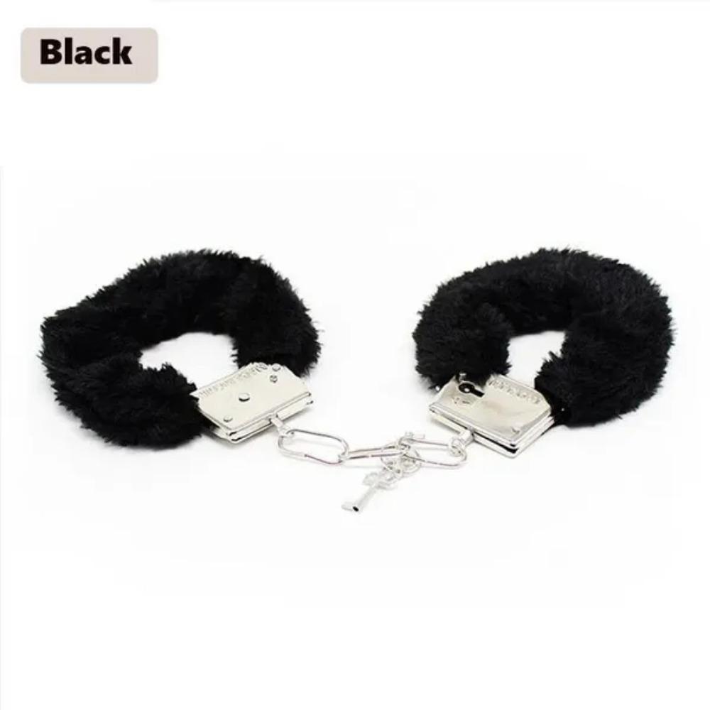 1 Set Adult Product Solid Color Plush Handcuffs Couple Game Fun Toy Handcuffs Accessories