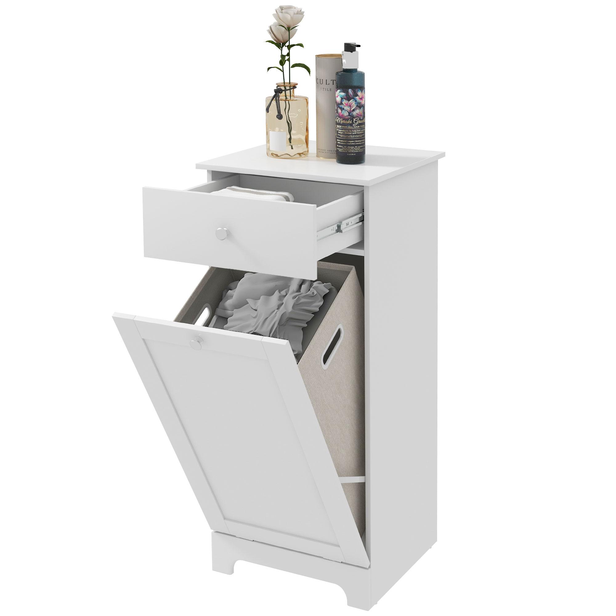 Armoire de rangement pour linge à panier unique Blanc