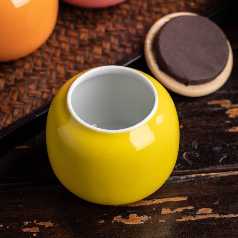 Kreativt förseglat teförvaringskärl med lock av bambu, portabel mini keramisk förvaringsburk, behållare för nötter, godis, mat, prydnad, heminredning