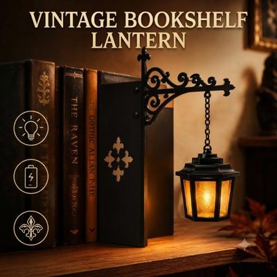 Gothic Book Holder with Hanging Lantern, Atmospheric Lamp for Library, Decorative Souvenir for Reading Lovers
