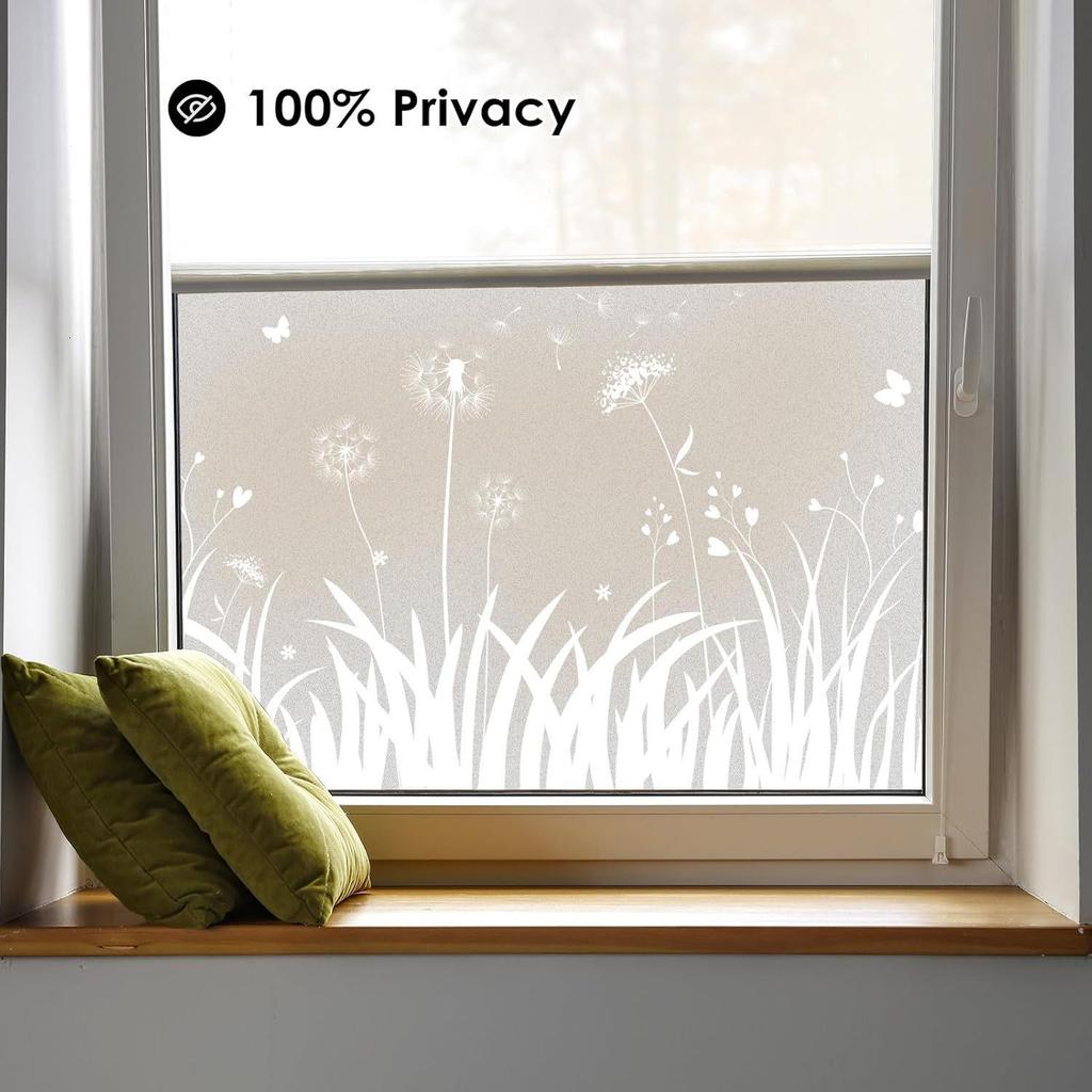 Monochrome Dandelion Electrostatic Privacy Window Film