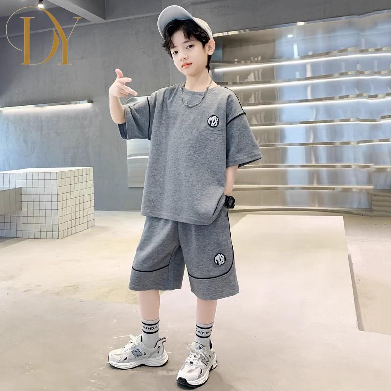 Летний спортивный костюм для мальчиков с коротким рукавом Летний комплект для мальчиков 150