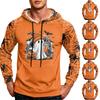 Men's Printed Casual Hoodie with Pocket and Drawstring Loose Fit Sweatshirt