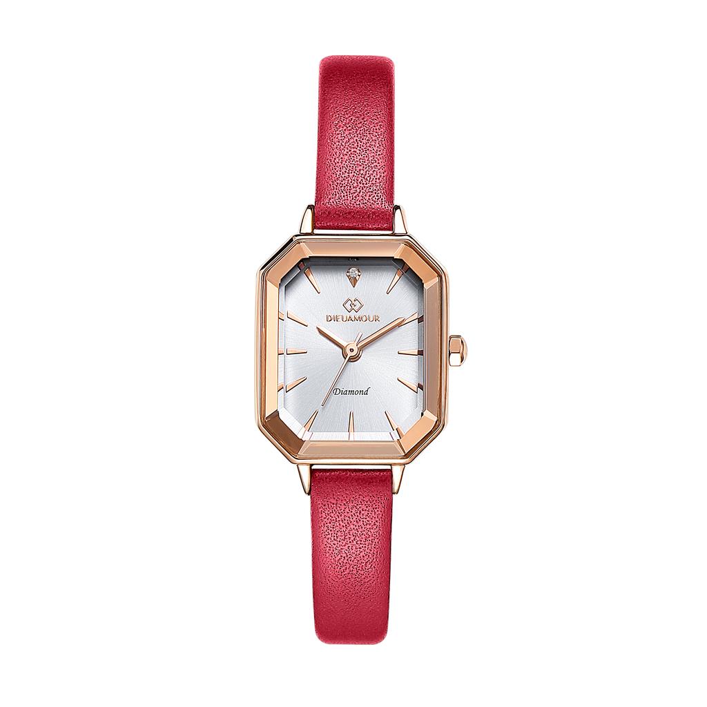Diyuamoleu Women'S Leather Band Watch Daw7102L-Rd Diamond Watch