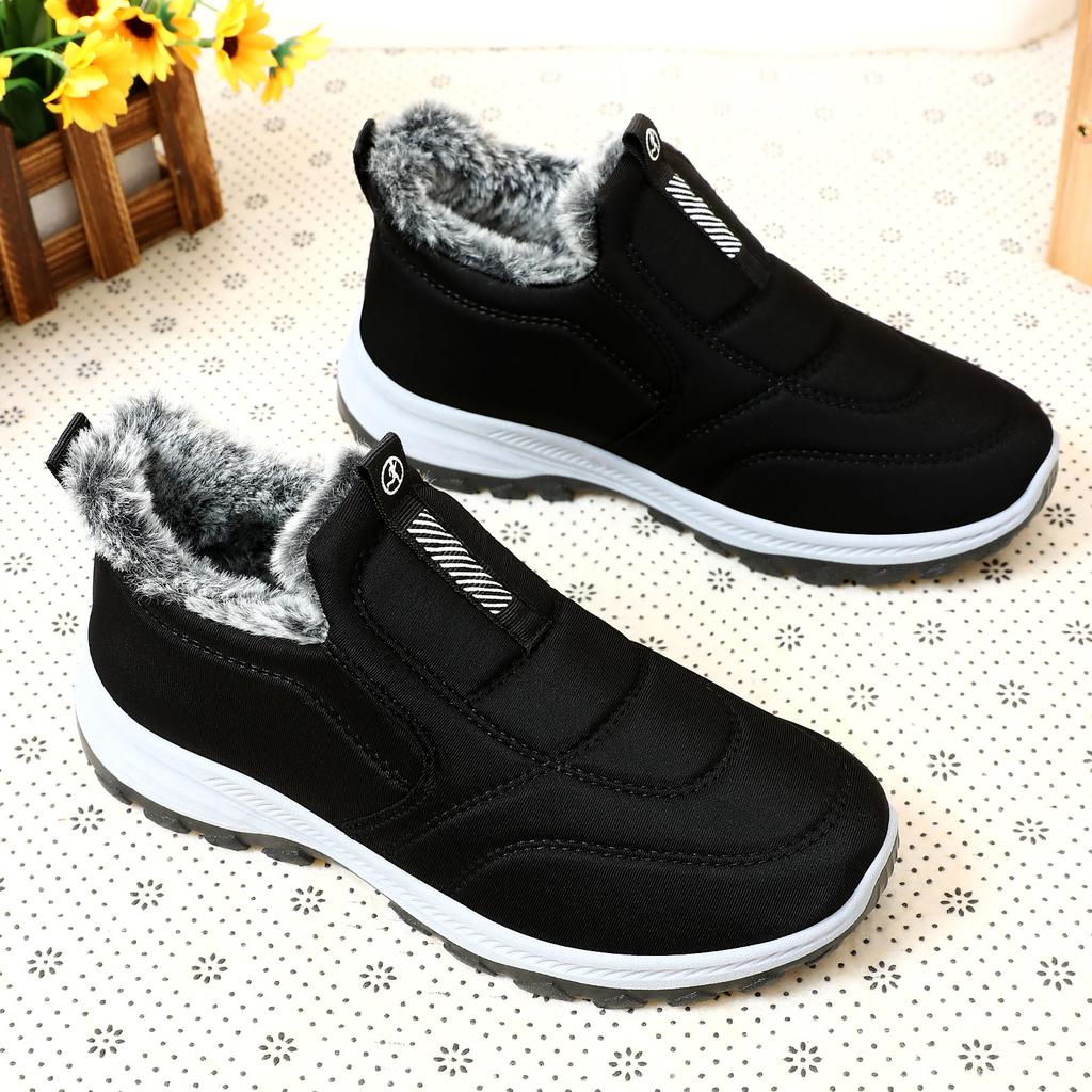 Cotton Shoes Winter Women's Shoes Velvet Thickened Cotton Boots One Pedal Mother Shoes Large Size Short Boots Couple Old Man Shoes