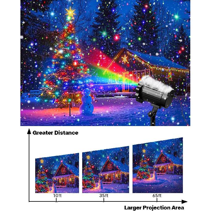 Brighter Laser Christmas Lights Projector Outdoor, RGB 3 Colors Gypsophila Moving Twinkles Stars Light Show, Holiday Projector Decorations for