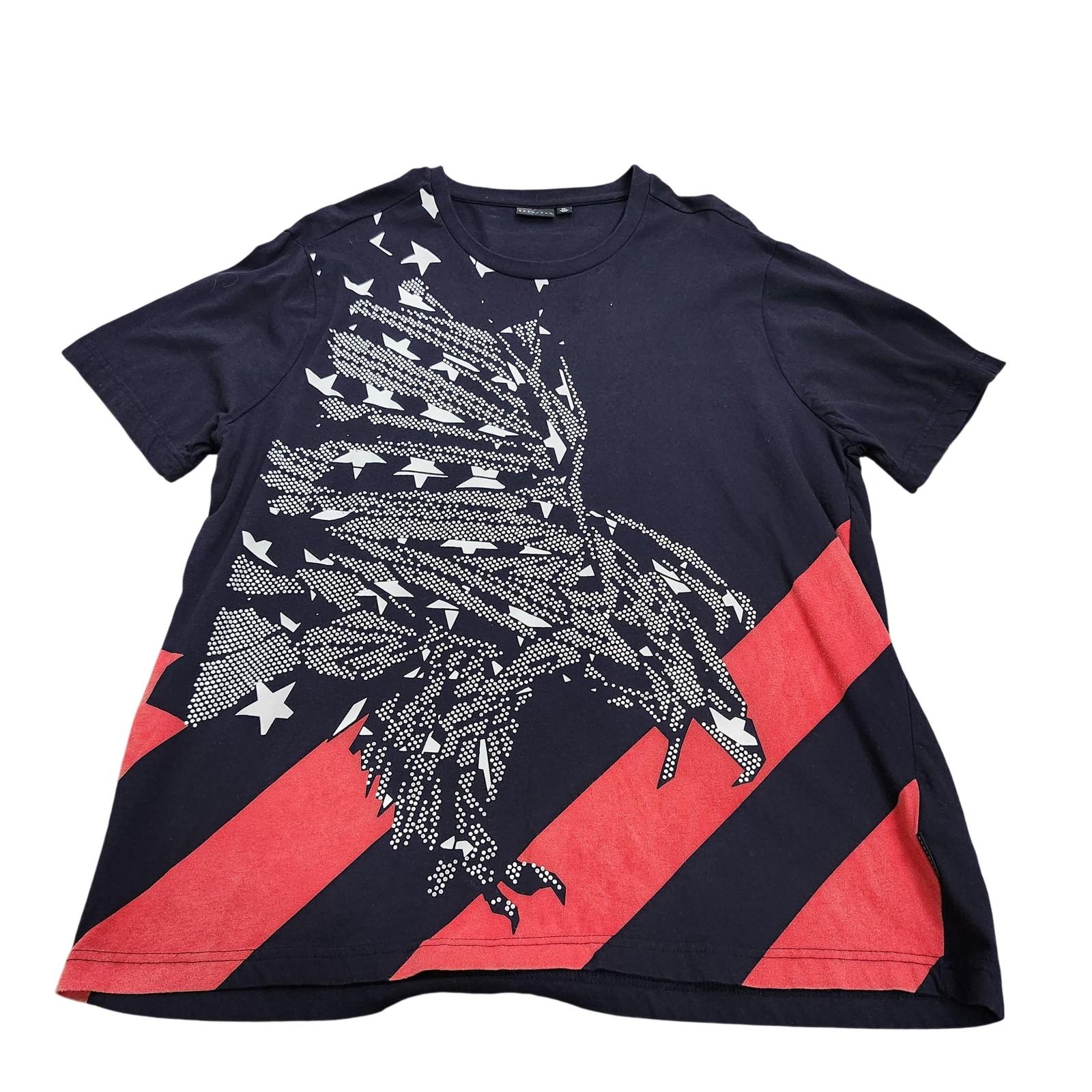 Sean John Shirt Mens XL Blue Eagle Flag Graphic Tee Patriotic USA Stars Stripes Unisex T-Shirt S