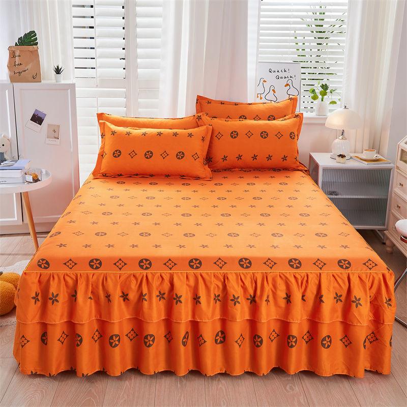 

Элегантная юбка с цветочным принтом, приятное для кожи хлопковое кружевное постельное белье, домашний декор, 1,5 м, 1,8 м, покрывало Queen Pink, королевский размер, покрывало на кровать 150*200