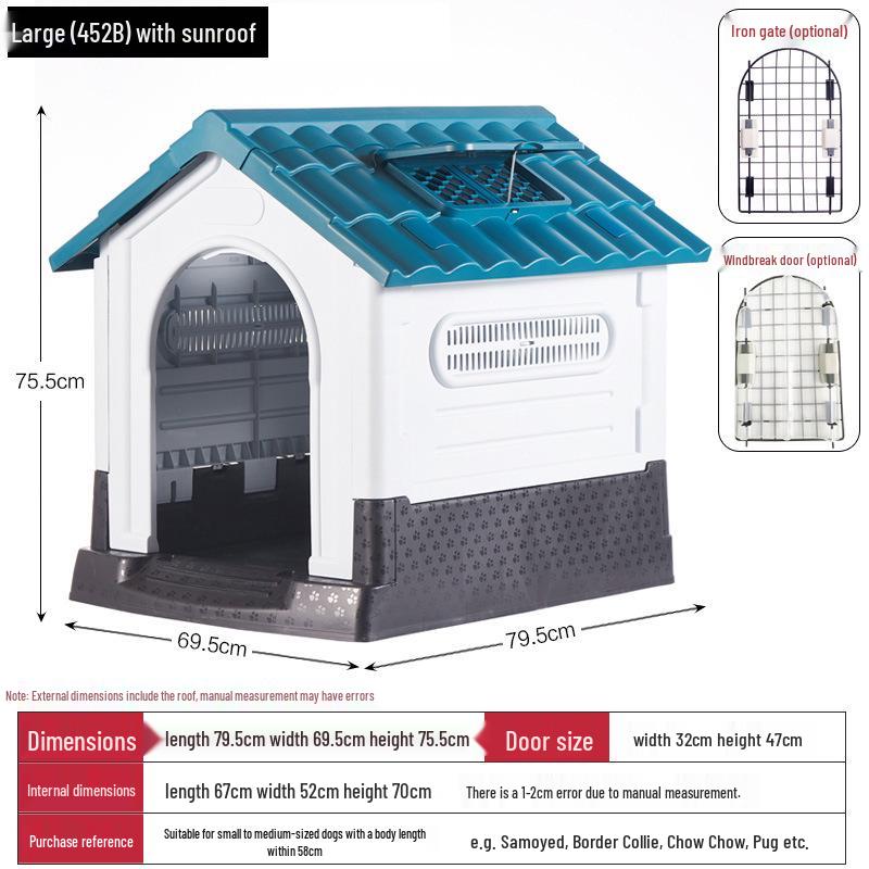 Four Seasons Universal Outdoor Dog House: Breathable, Rainproof Pet Nest for Medium & Large Dogs