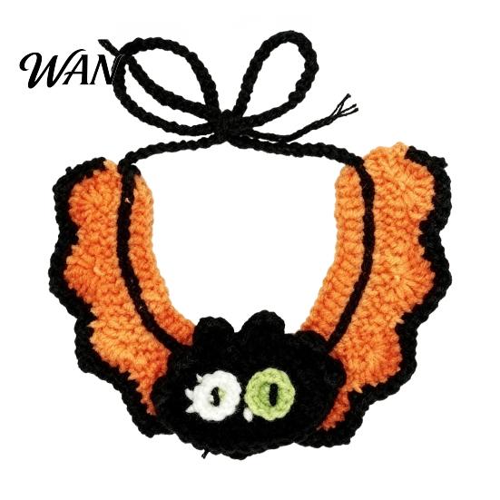 Clothing Halloween Pet Costume for Cats Small Dogs, Handmade Crochet Witch Hat Bib Puppy Party Accessories Collar, Adjustable Holiday Dog Cat