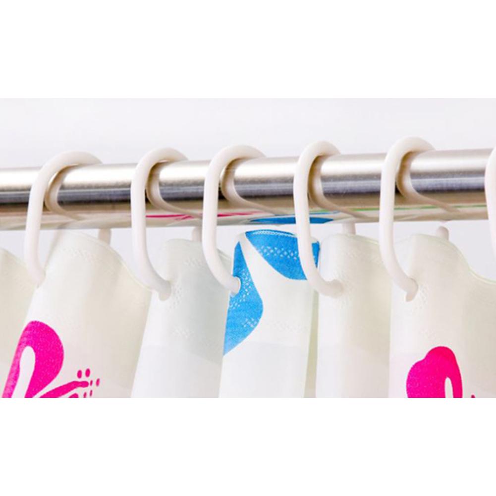Bathroom Hooks Shower Rings Strong Pole White 12pcs Accessories C-Shaped Curtain Guide Privacy Rail Replacement