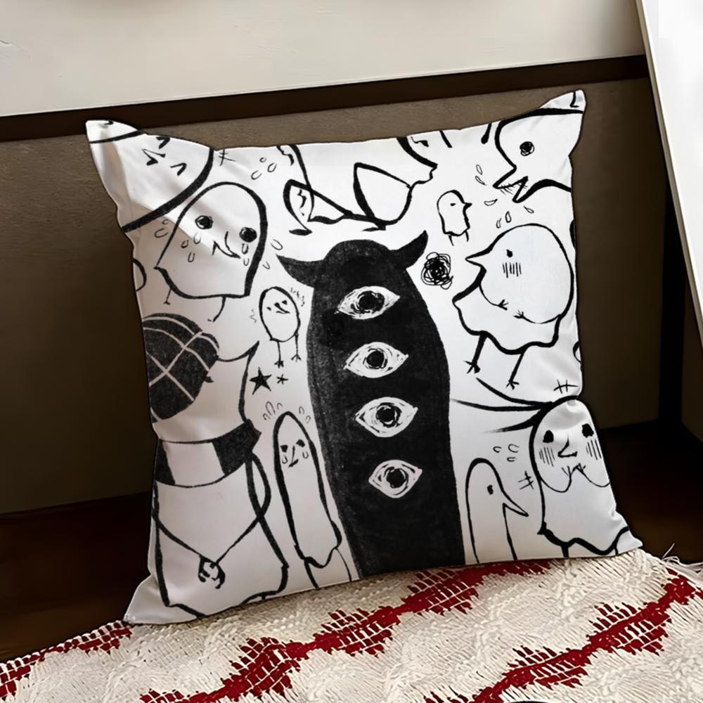 GGoodnight PPunpun Cushion Cover Reversible Soft Durable Pillow Cover Home Car MultiScene Use for Daily Comfort
