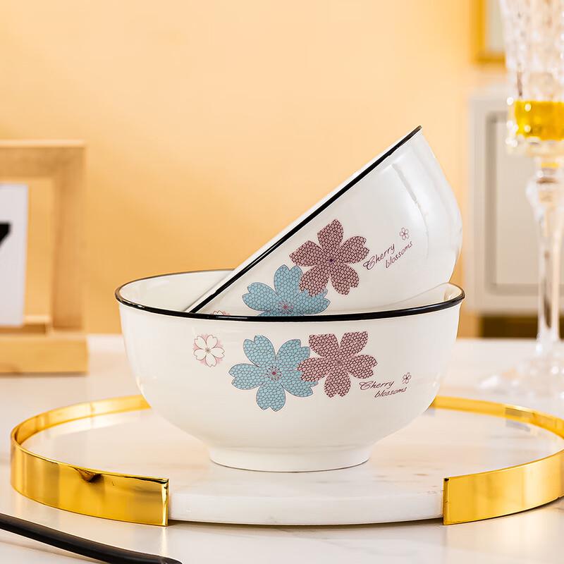 Jingdezhen Floral Ceramic Noodle Bowl Set