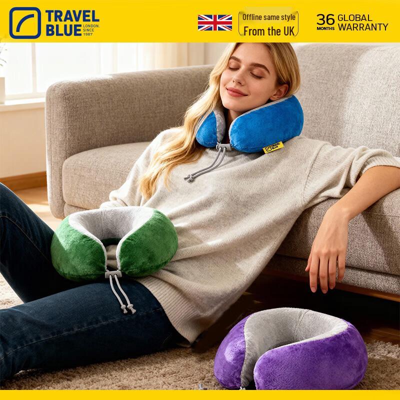 TRAVEL BLUE Memory Foam U-Shaped Travel Pillow