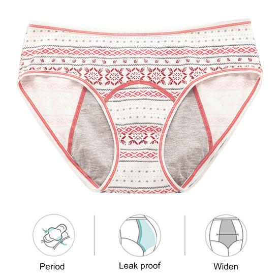 Women Panties Geometric Print High Waist Seamless Elastic Period High Absorbency Prevents Leakage Briefs Menstrual Underpants Daily Wear Sleep