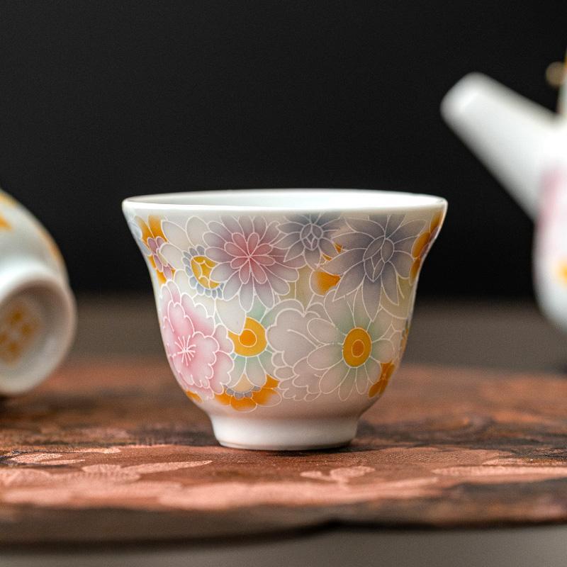 Antique glazed ten thousand flower gourd cup ceramic household teacup personal special master cup tea cup