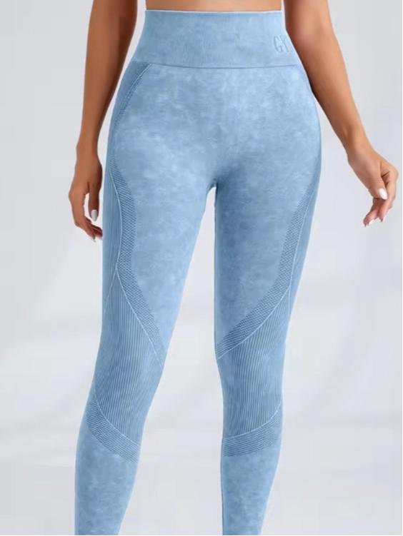 Seamless Women's Yoga Pants: Sand Washed, Quick Dry, Butt Lifting, Tight Fit, Letter Print, Sports Fitness Long Pants