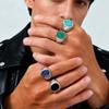 Anello Trendy Classico in Pietra Naturale, Anello Sigillo Rotondo in Acciaio Inossidabile per Uomo Gioielli Lusso Impermeabili Misura 7-12
