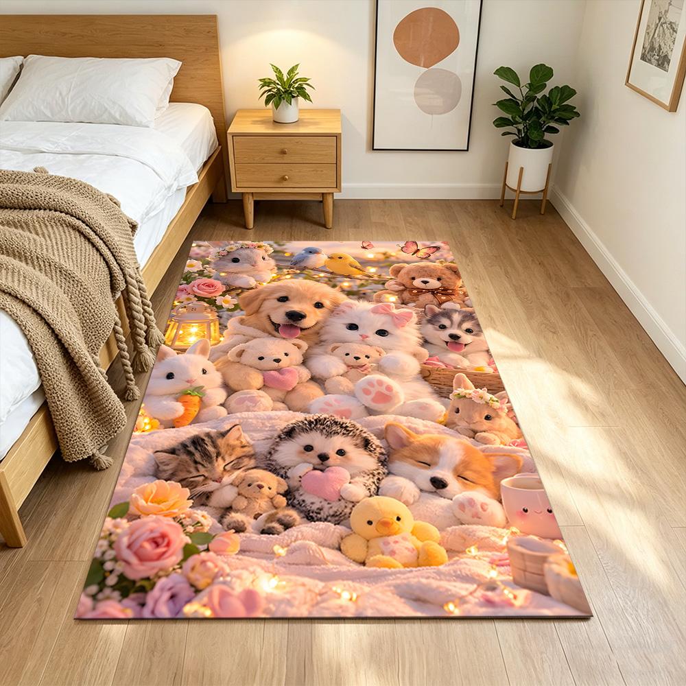 Jungle Animals And Flowers Non-Slip Home Carpet Design for Office Decor Living Room Bedroom Gift