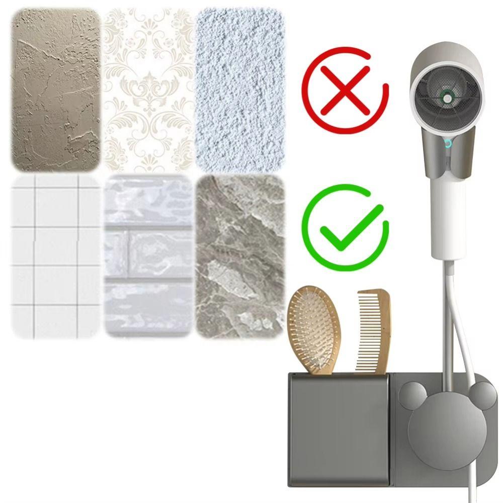 Wall-Mounted Hair Dryer Holder No Punching Bathroom Storage Rack Blower Bracket  Toilet