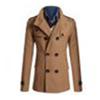 Men Long Sleeve Lapel Collar Double-breasted Pockets Woolen Slim Trench Coat