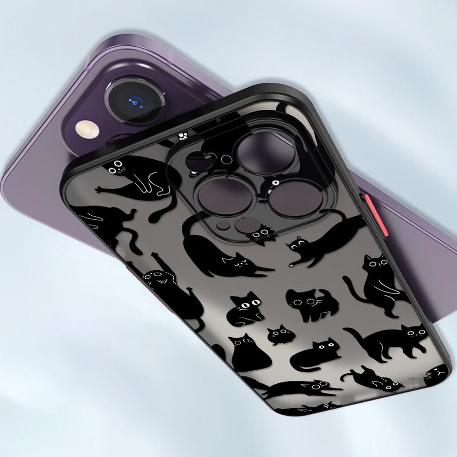 Case for iPhone 17 Pro Max 14 15 13 Mini 7 8 SE Air XS XR 16 Plus 12 11 Funda Back Phone Cover Cute Cartoon Cat