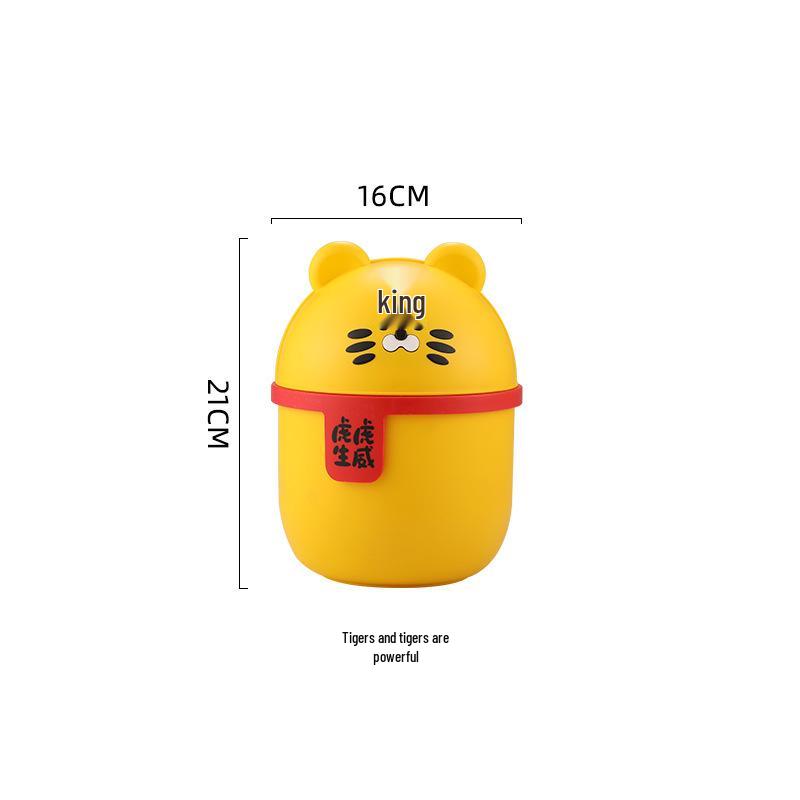 Cartoon Dragon Desktop Trash Can with Lid - Plastic Sundries Storage for Home or Office