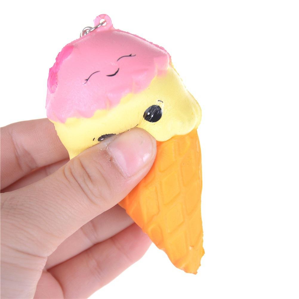 Cute Jumbo Original Double Face Ice Cream Slow Rising Kawaii Cartoon Soft Squeeze Bread Straps Toys