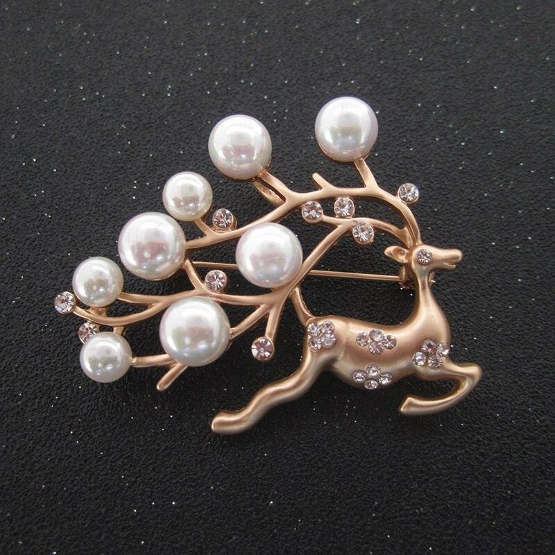 

Модная винтажная брошь с изображением оленя, животного, рождественского переливающегося смолы, жемчуга, стразов, брошь на булавке, шарфы, свадебные аксессуары для женщин