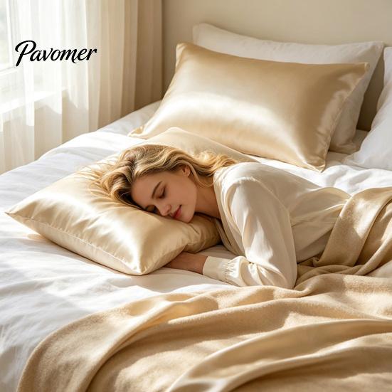 Wrinkle Resistant Bedding Shams Satin Pillow Case, Silky Cooling Cover, Reduces Hair Frizz & Skin Versatile Home Accessories Friction, Solid Color Bed